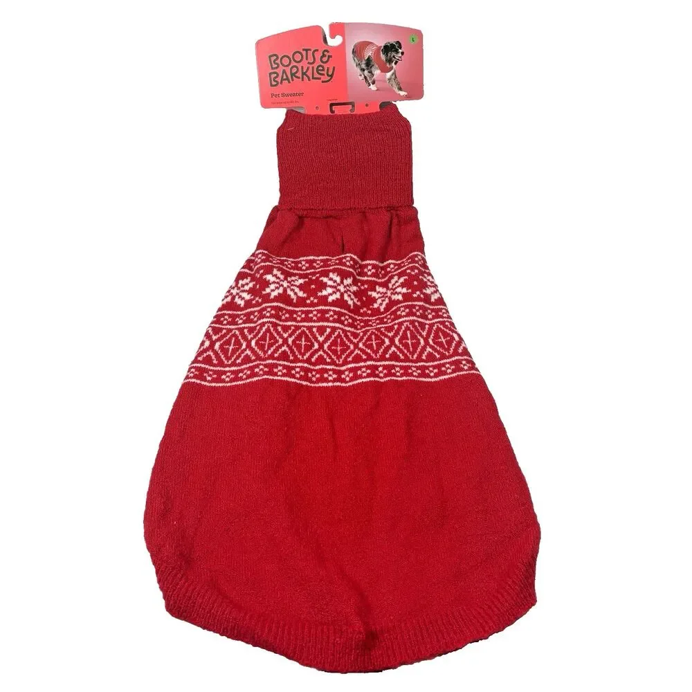 Boots & Barkley Red White Argyle Knit Pet Sweater L Up To 80 Lbs Christmas NEW